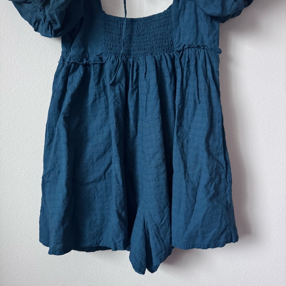Pilcro Puff Sleeve Dark Teal Romper - Picture 13 of 14